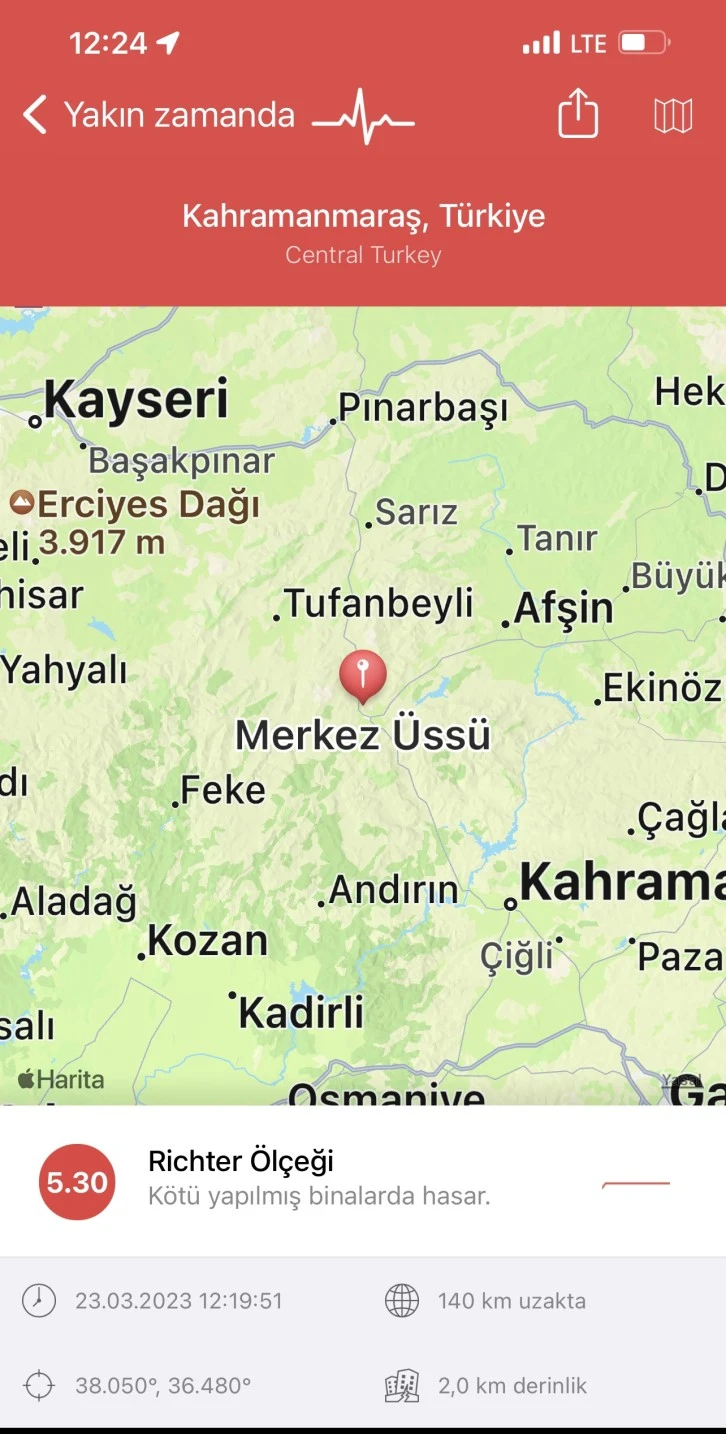 Gaziantep’te de hissedilen 5.30 Kahramanmaraş depremi korkuttu