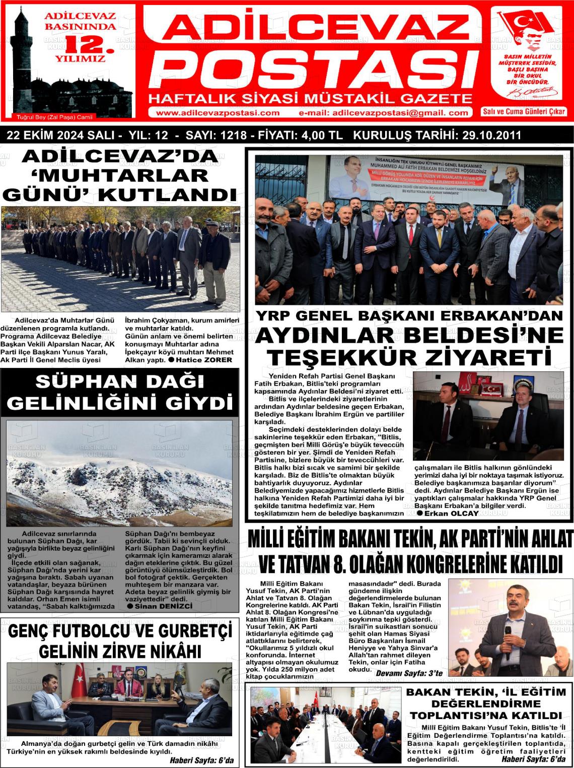 ADİLCEVAZ POSTASI Gazetesi