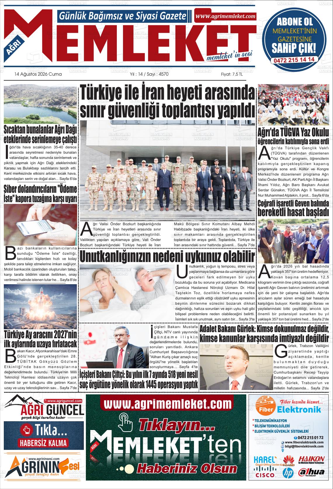 AĞRI MEMLEKET Gazetesi