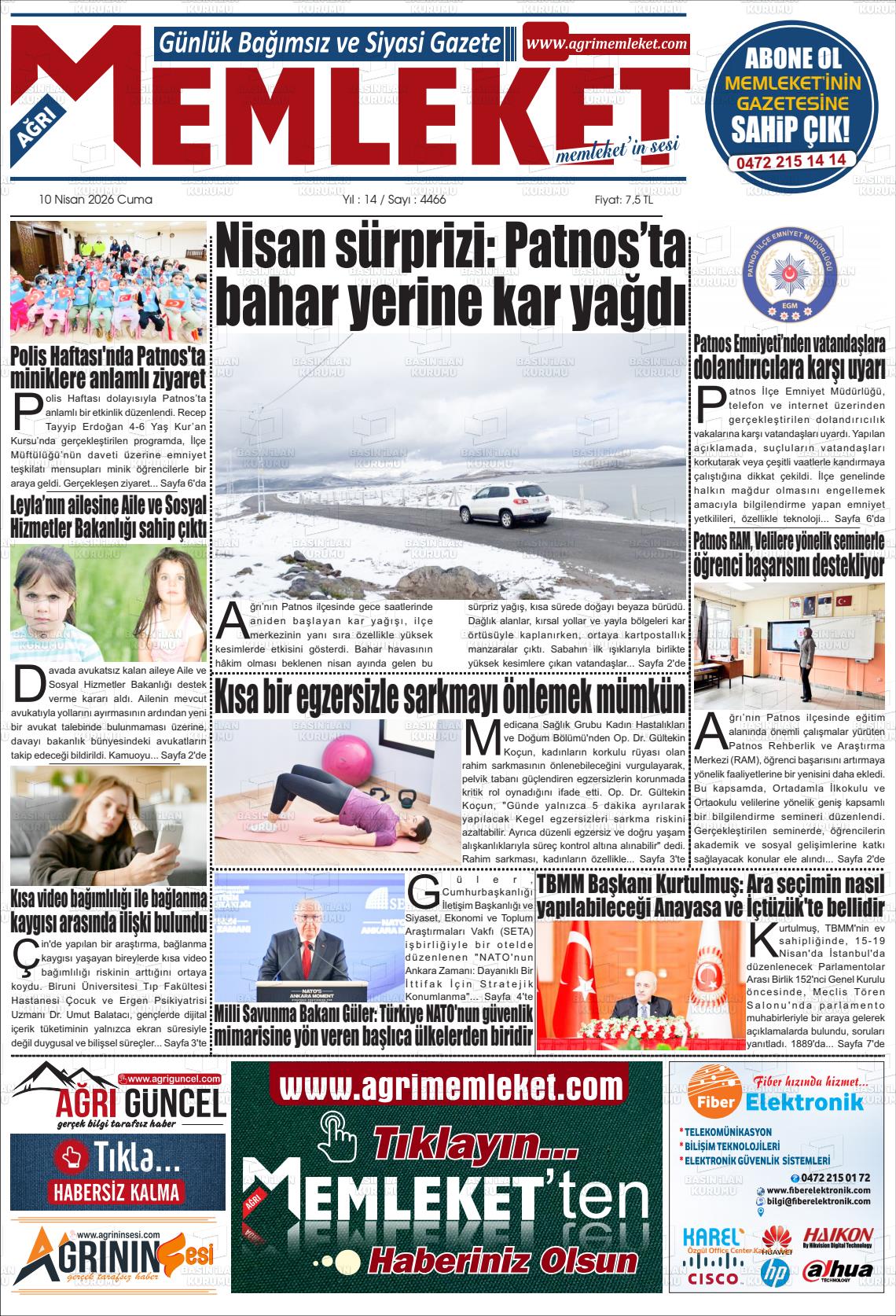 AĞRI MEMLEKET Gazetesi