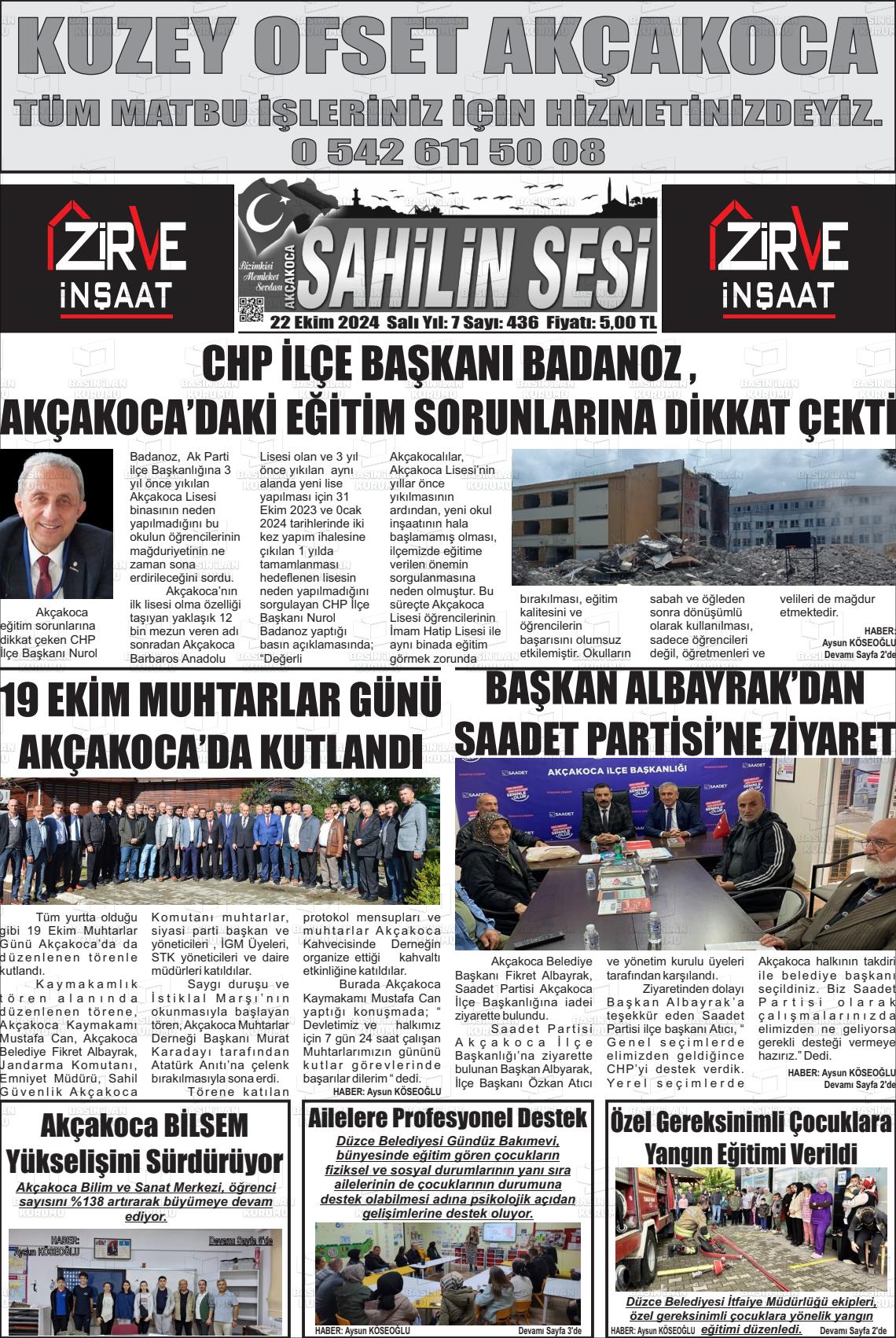 AKÇAKOCA SAHİLİN SESİ Gazetesi