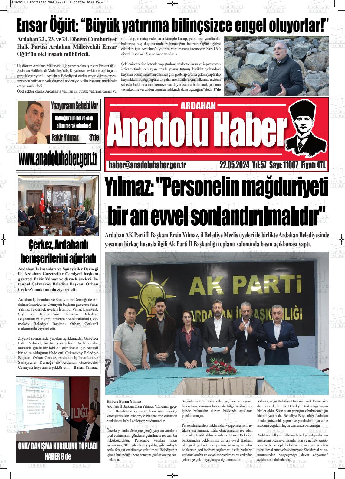 ANADOLU HABER Gazetesi