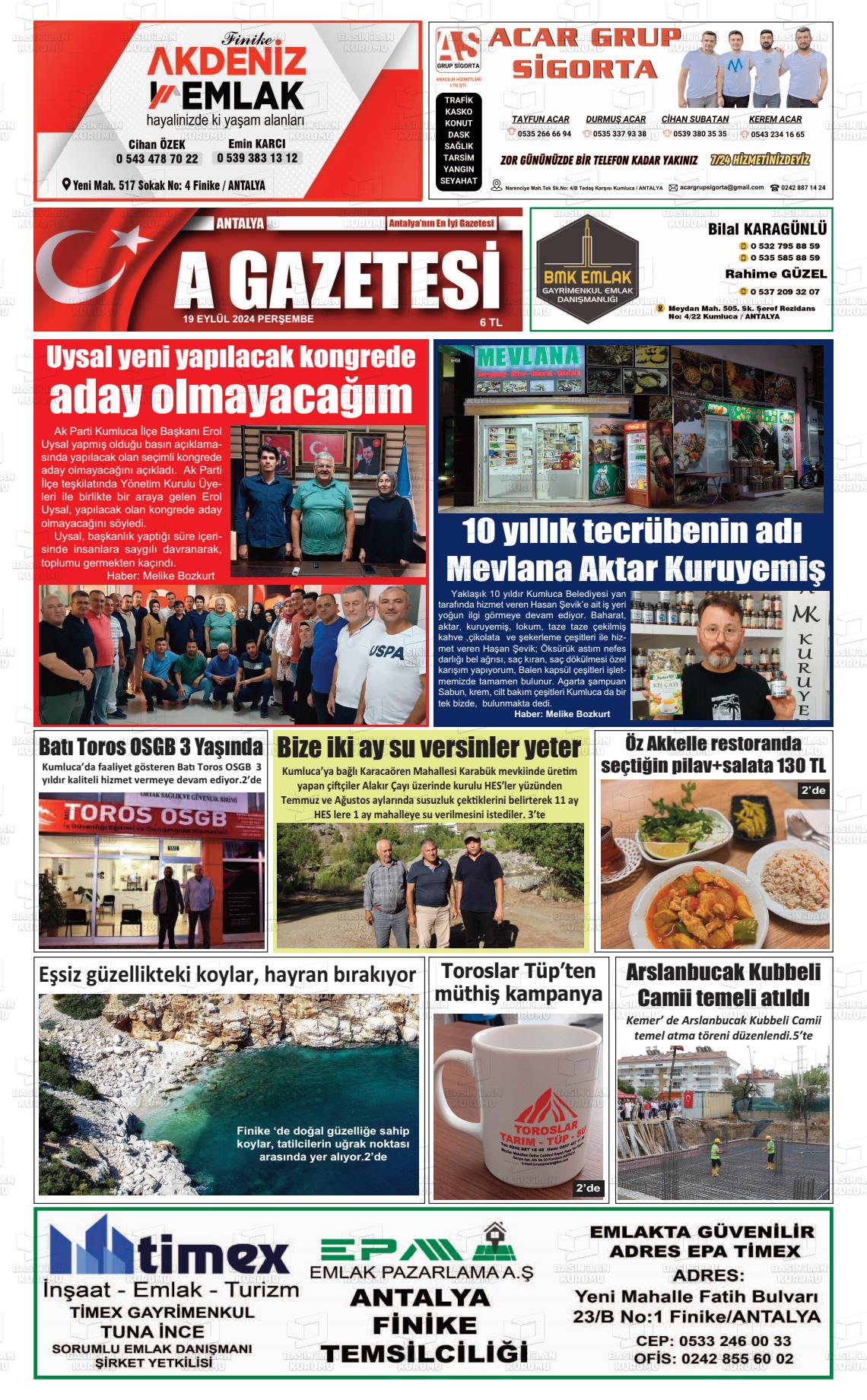 ANTALYA A GAZETESİ Gazetesi