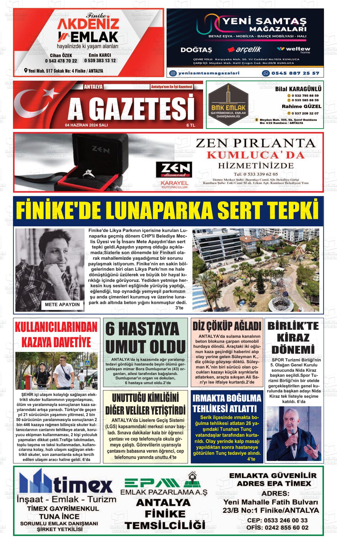 ANTALYA A GAZETESİ Gazetesi
