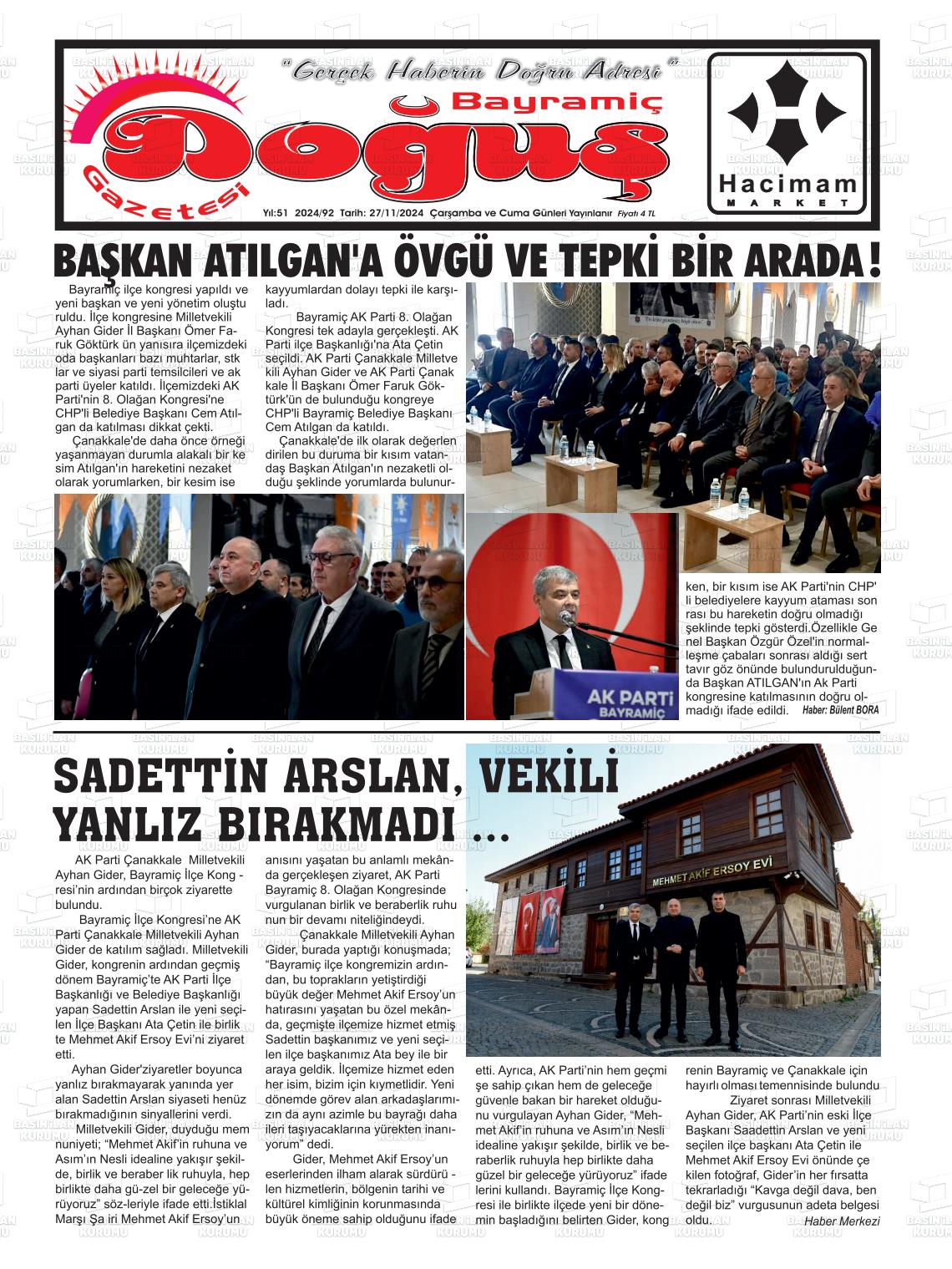 BAYRAMİÇ DOĞUŞ Gazetesi