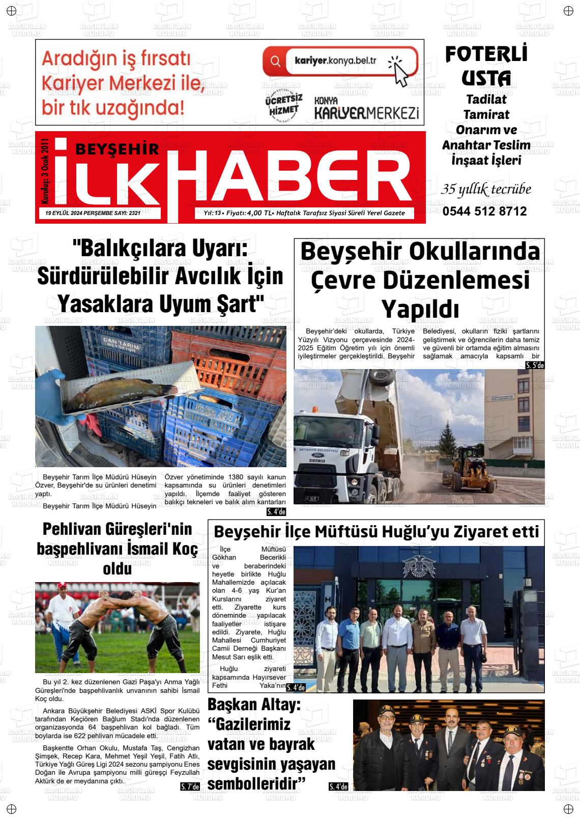 BEYŞEHİR İLK HABER Gazetesi