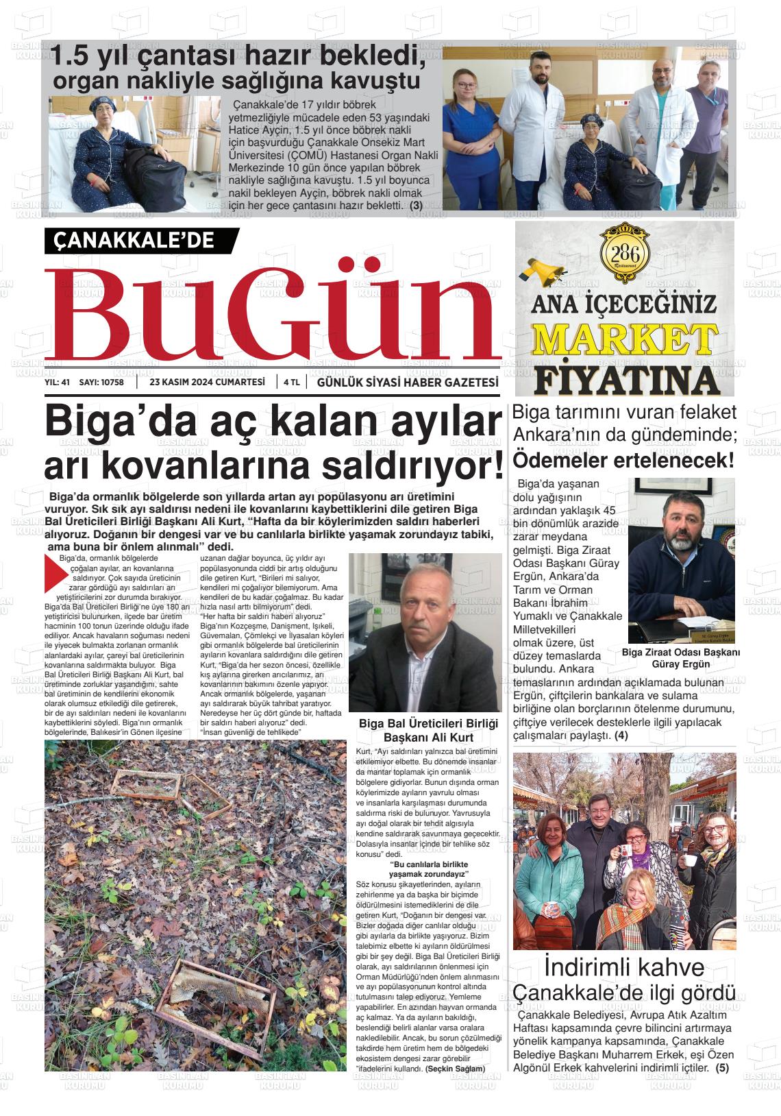 ÇANAKKALE'DE BUGÜN Gazetesi