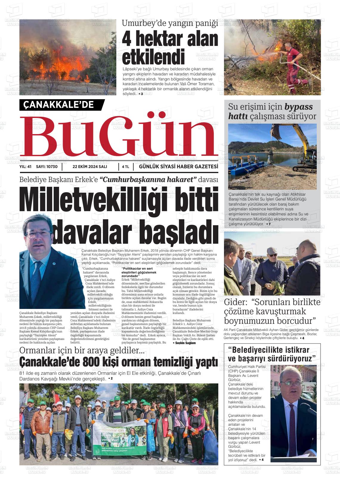 ÇANAKKALE'DE BUGÜN Gazetesi