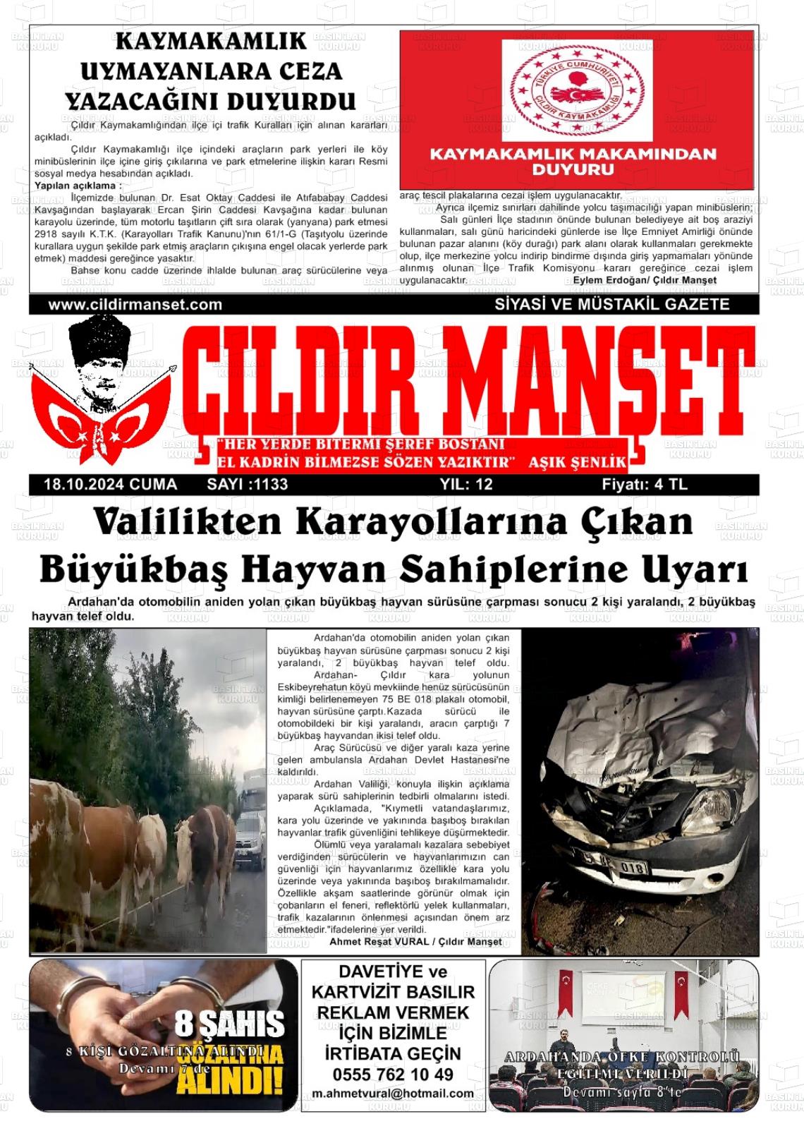 ÇILDIR MANŞET Gazetesi