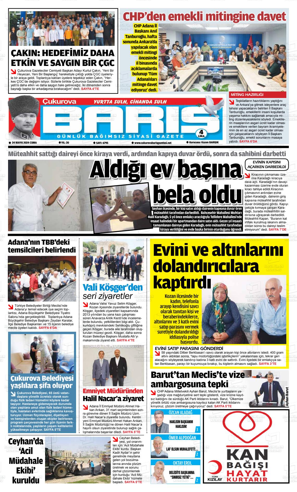 ÇUKUROVA BARIŞ Gazetesi