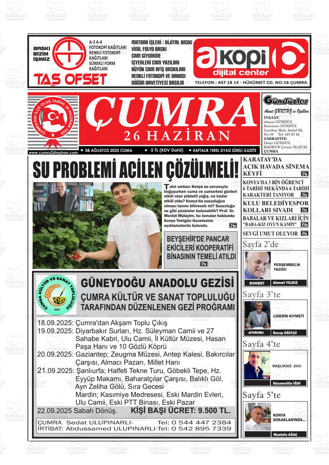 ÇUMRA 26 HAZİRAN Gazetesi