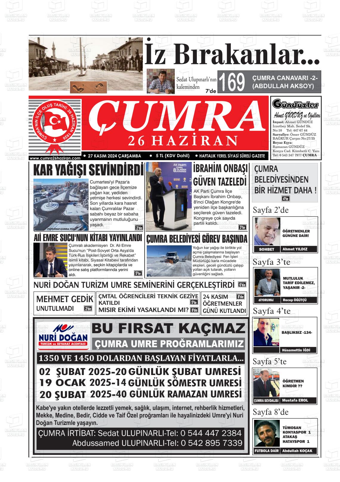 ÇUMRA 26 HAZİRAN Gazetesi