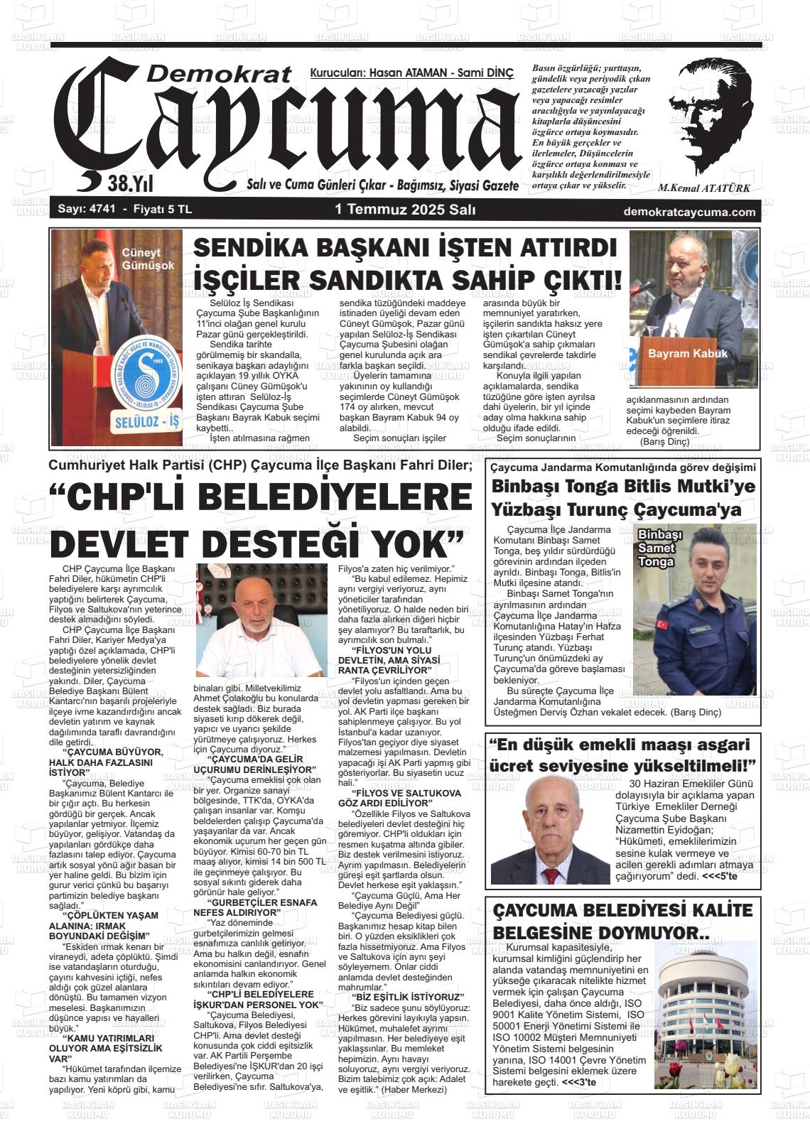 DEMOKRAT ÇAYCUMA Gazetesi