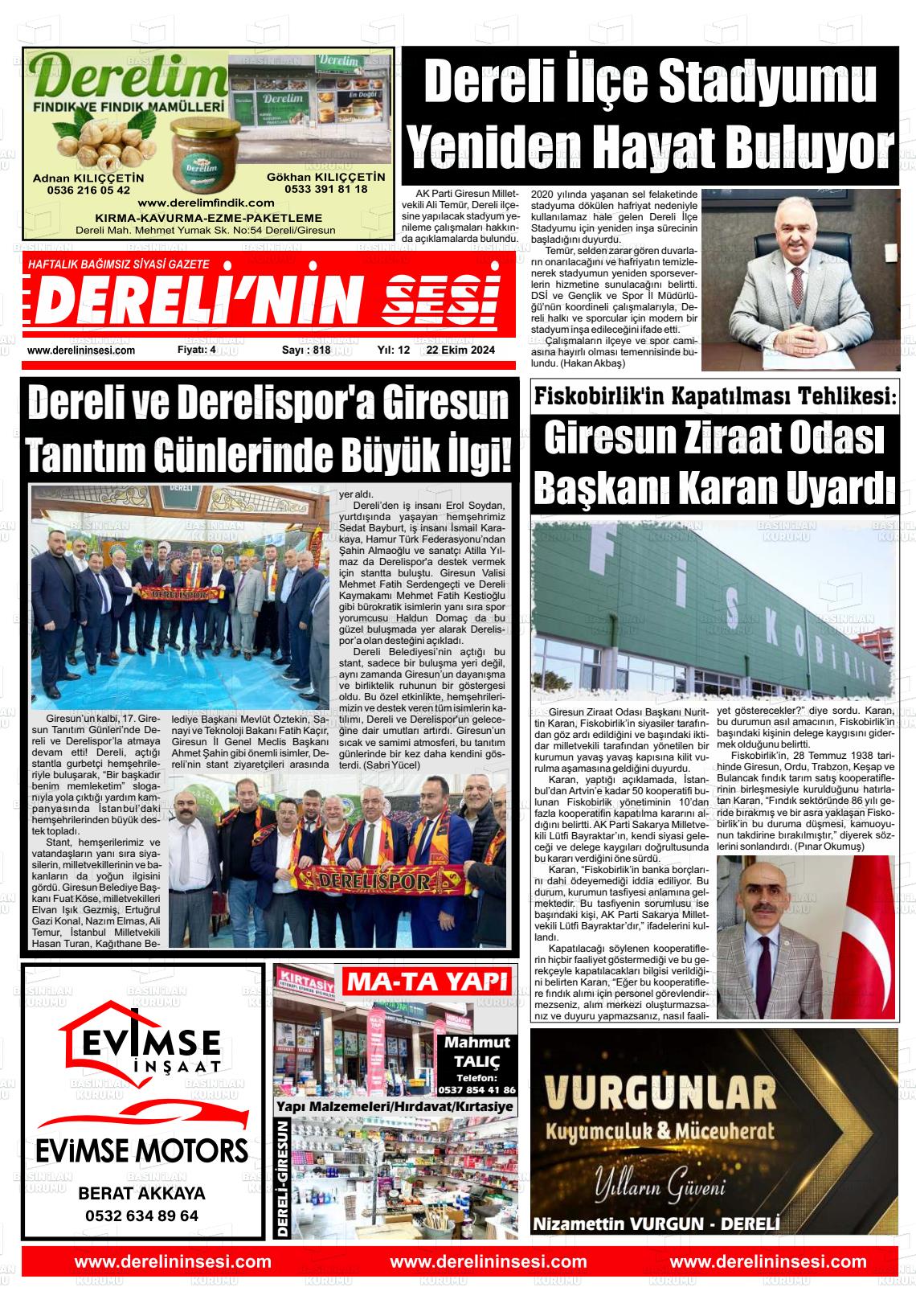 DERELİNİN SESİ Gazetesi