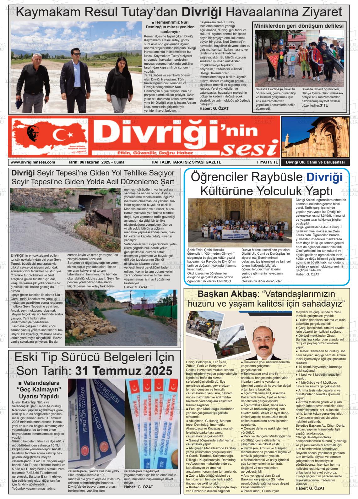 DİVRİĞİ'NİN SESİ Gazetesi