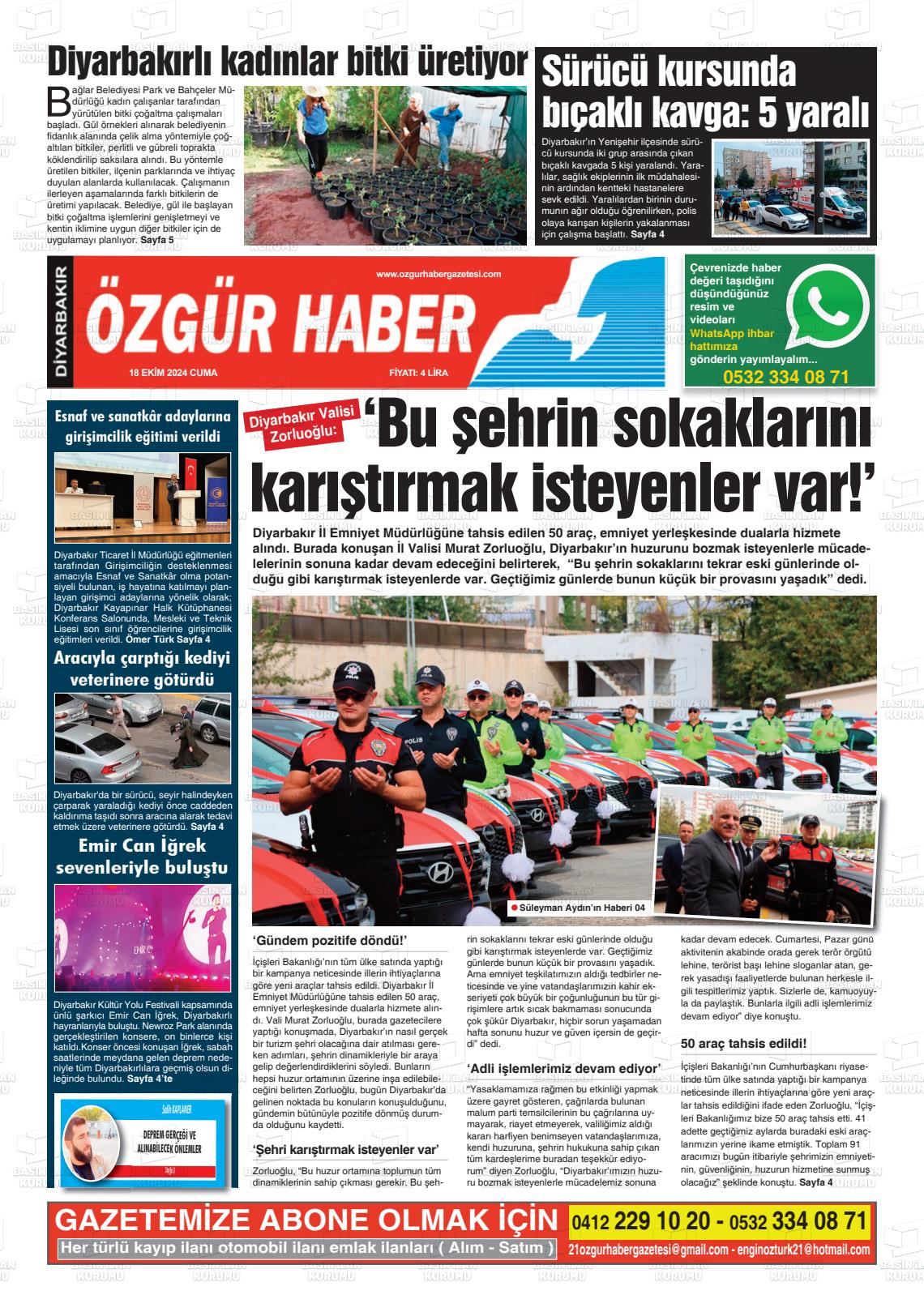 DİYARBAKIR ÖZGÜR HABER Gazetesi