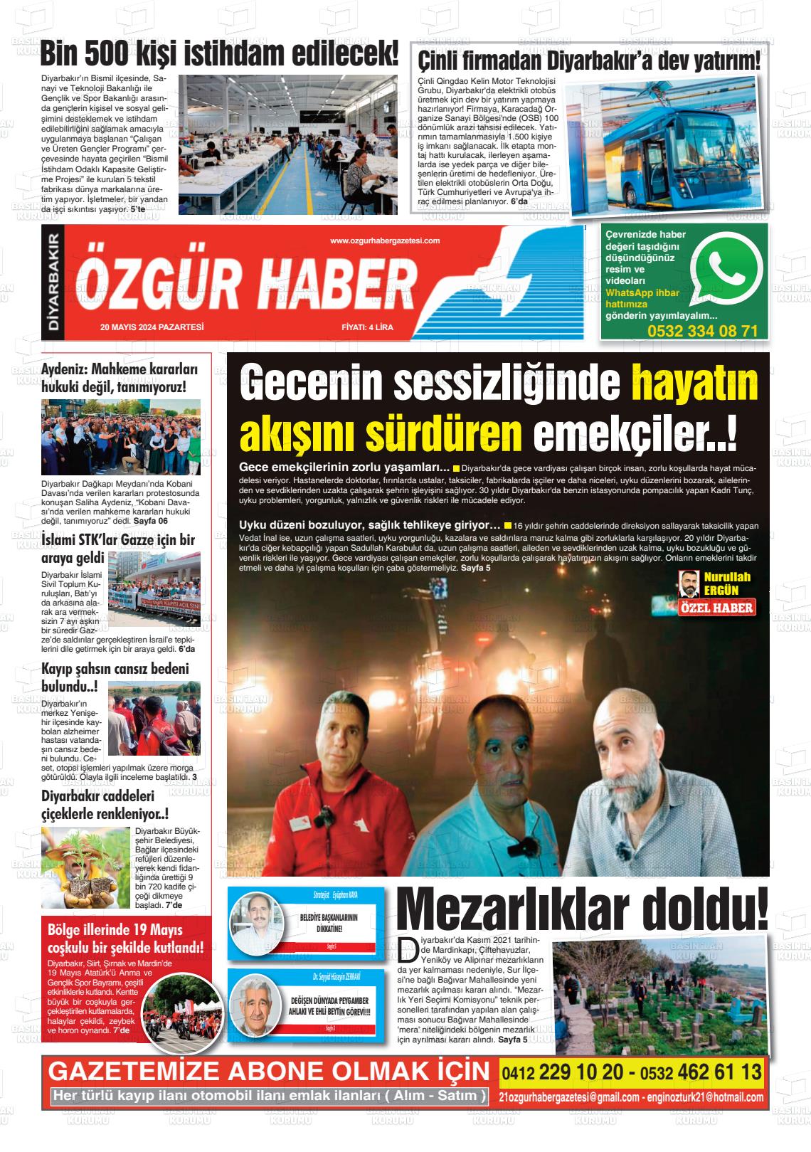 DİYARBAKIR ÖZGÜR HABER Gazetesi