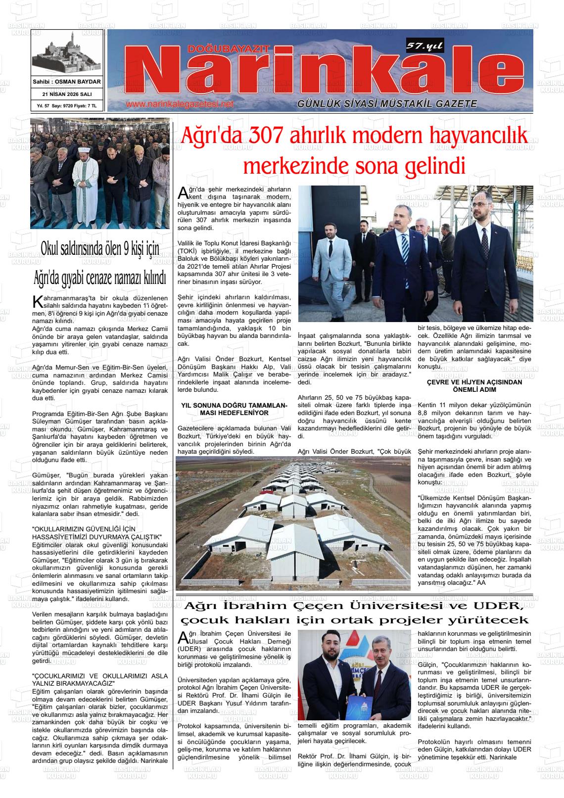 DOĞUBAYAZIT NARİNKALE Gazetesi