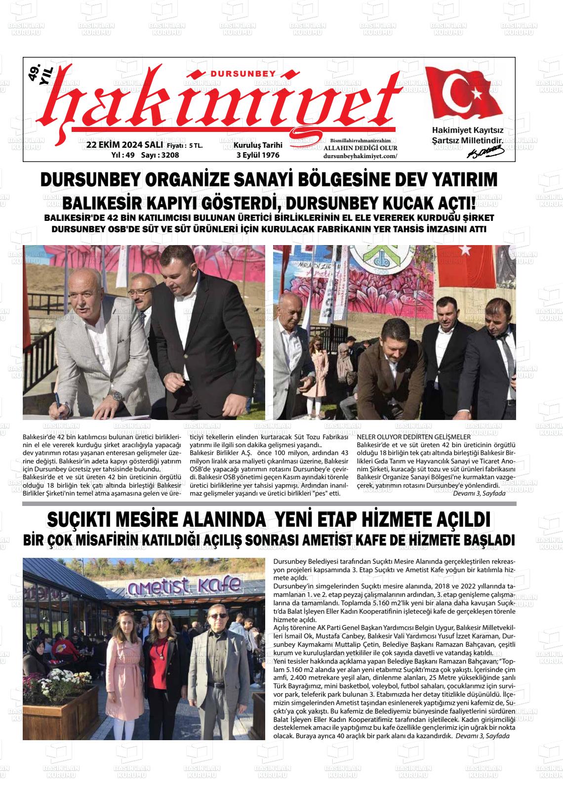 DURSUNBEY HAKİMİYET Gazetesi