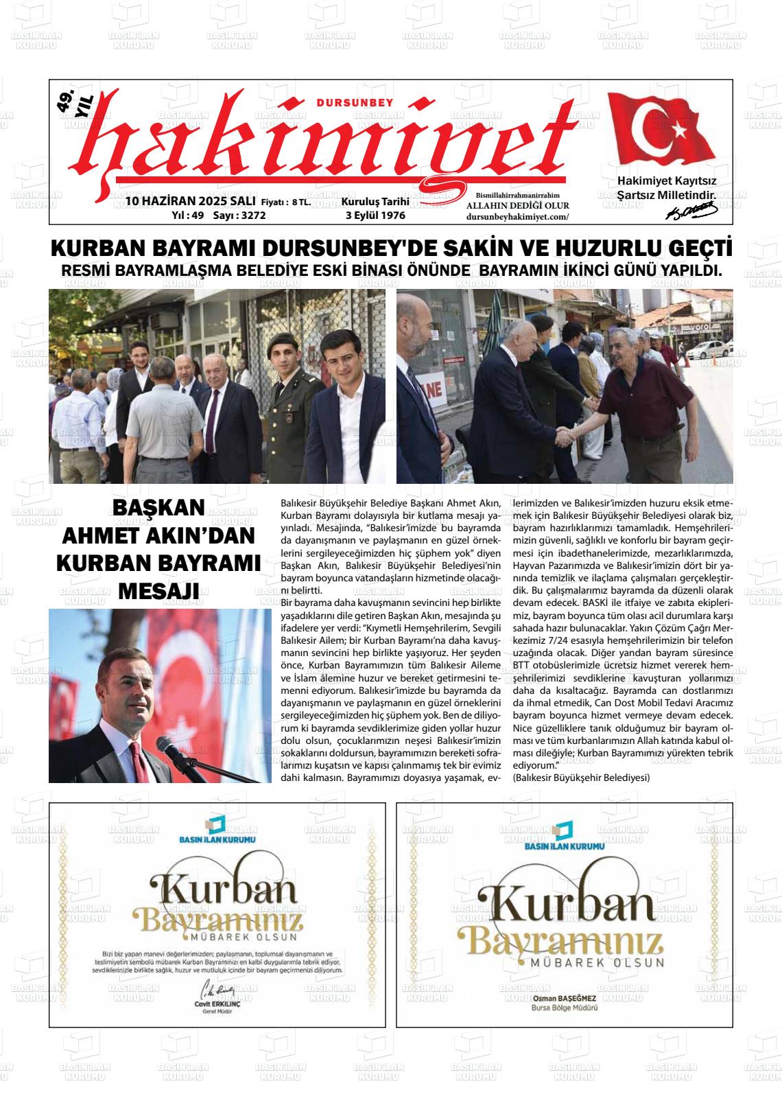 DURSUNBEY HAKİMİYET Gazetesi