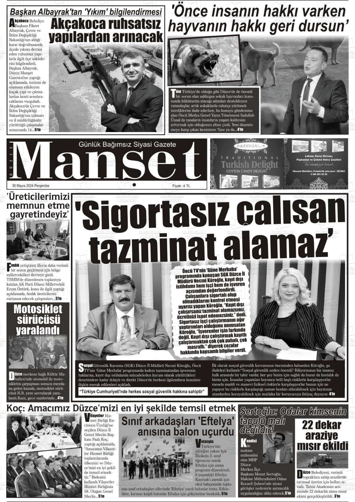 DÜZCE MANŞET Gazetesi