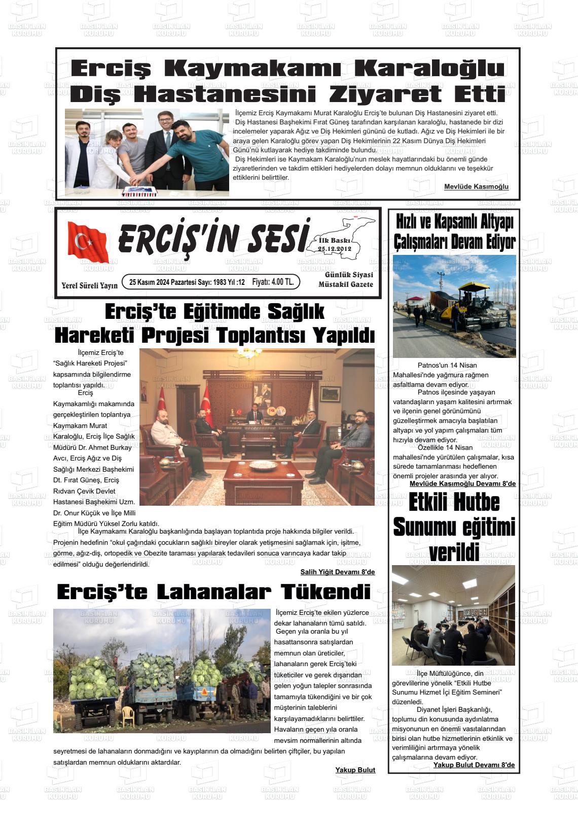 ERCİŞ'İN SESİ Gazetesi