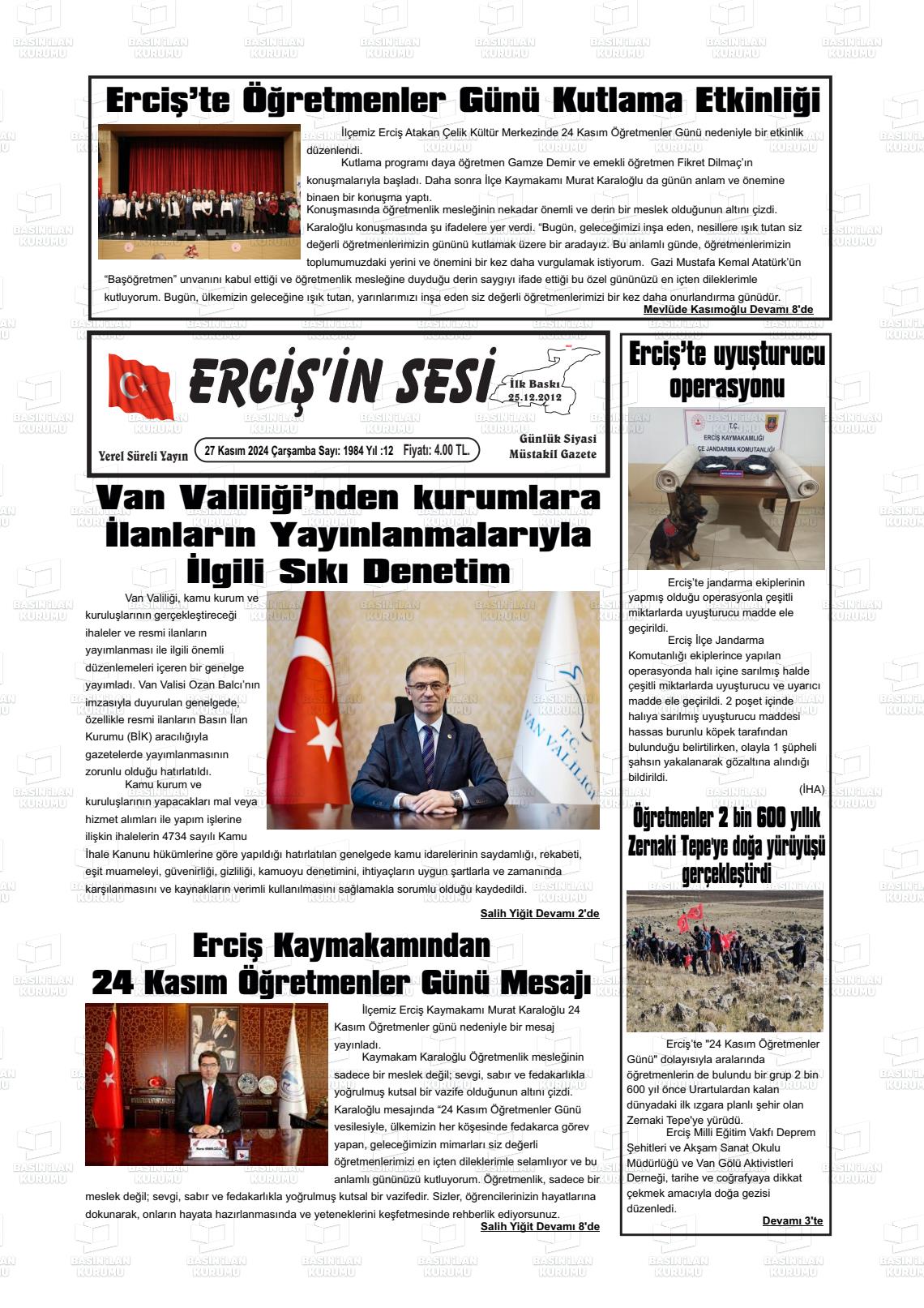 ERCİŞ'İN SESİ Gazetesi