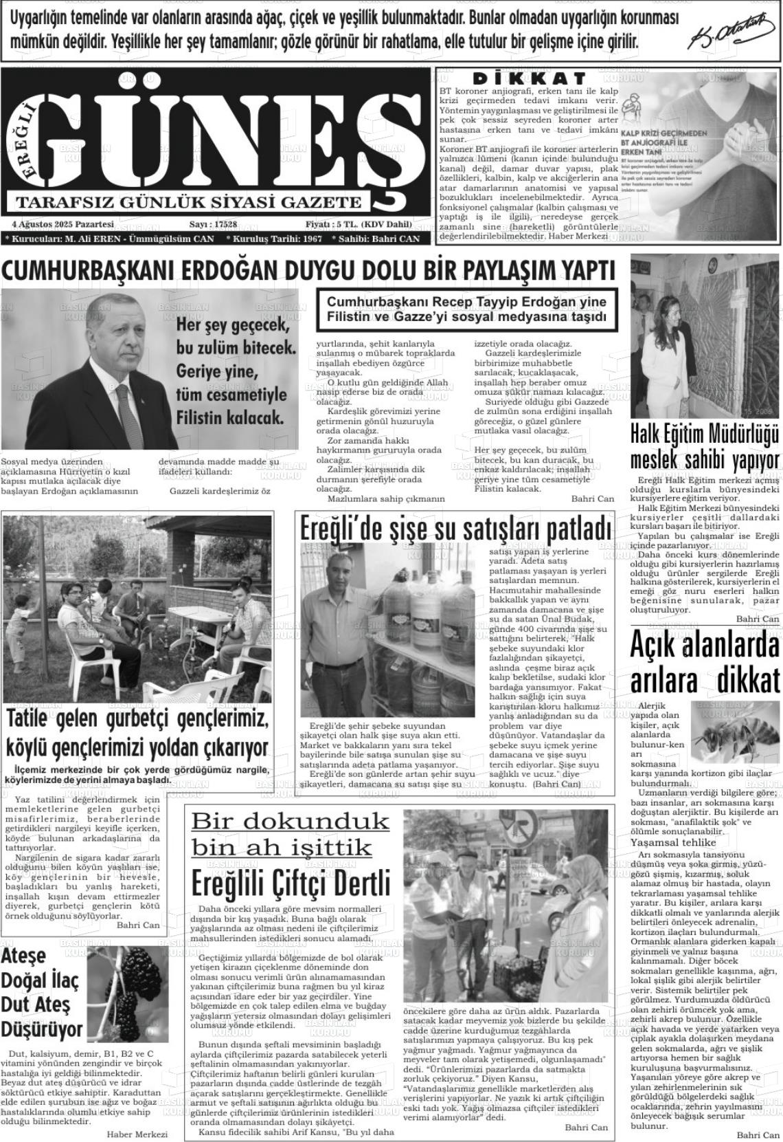 EREĞLİ GÜNEŞ Gazetesi
