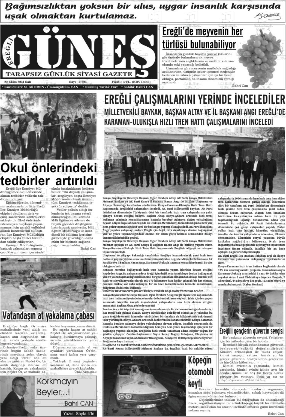 EREĞLİ GÜNEŞ Gazetesi