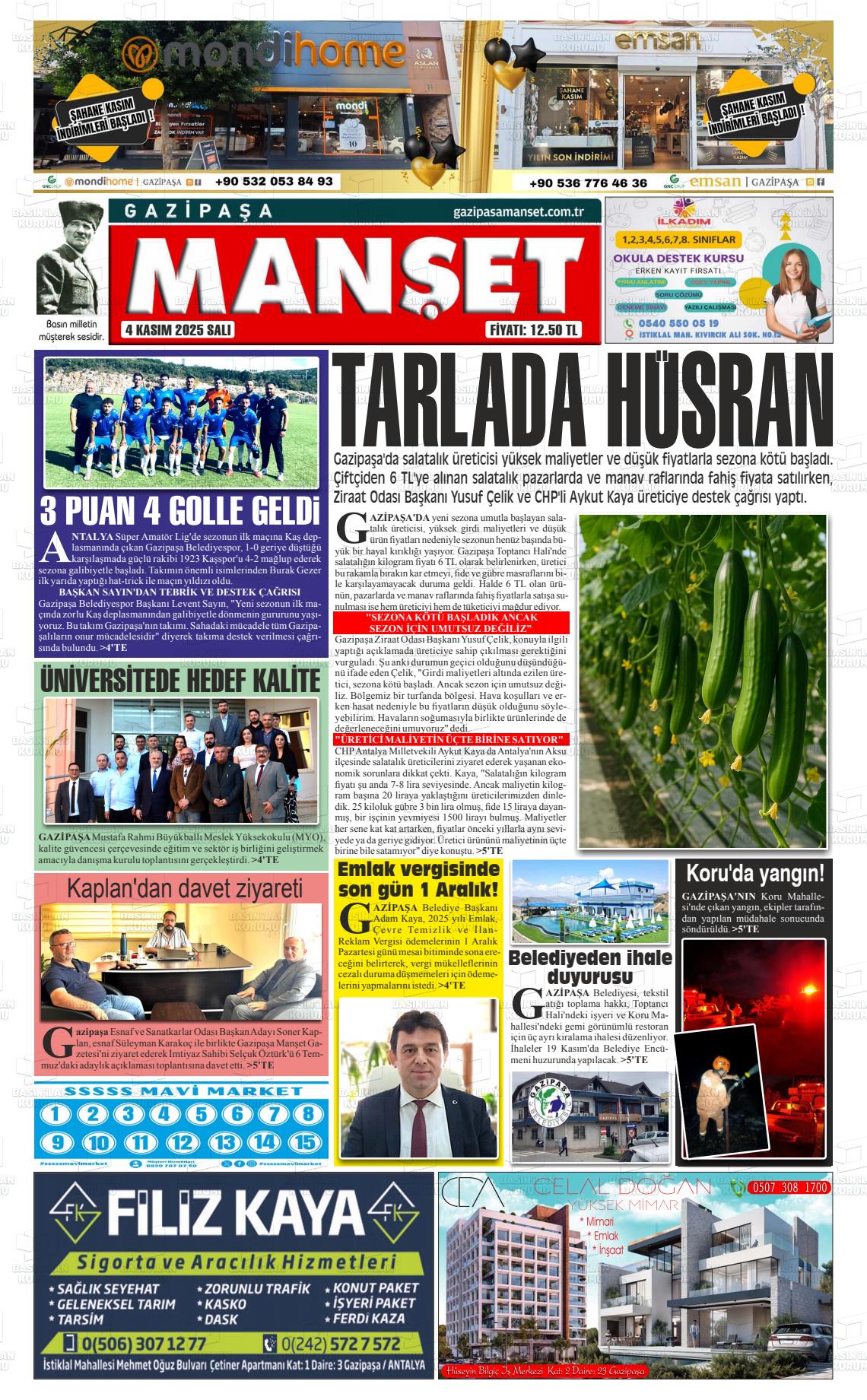 GAZİPAŞA MANŞET Gazetesi