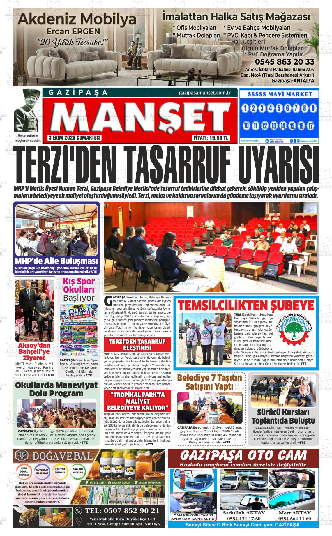 GAZİPAŞA MANŞET Gazetesi