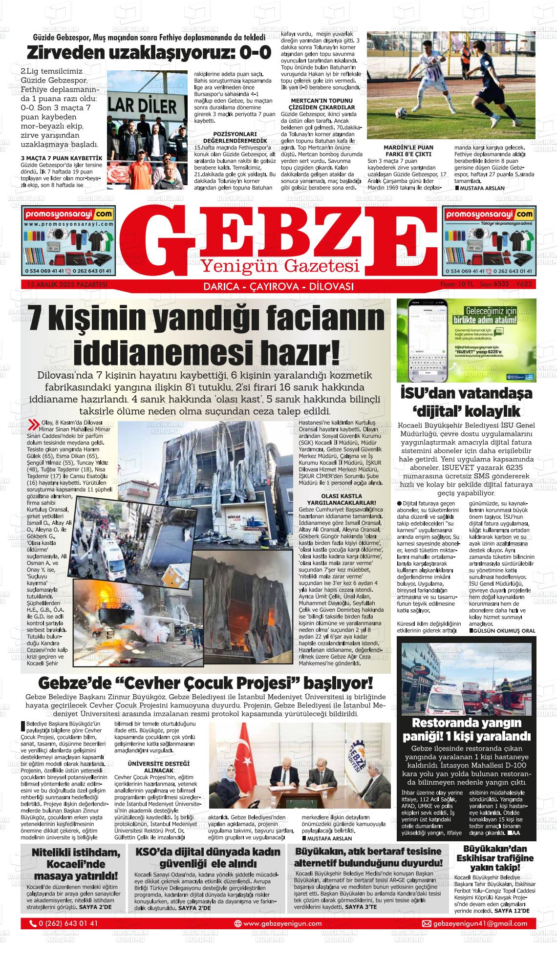 GEBZE YENİGÜN Gazetesi