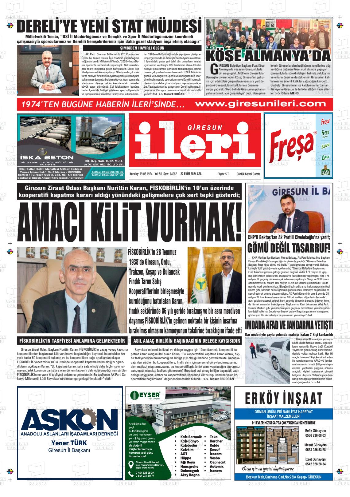 GİRESUN İLERİ Gazetesi