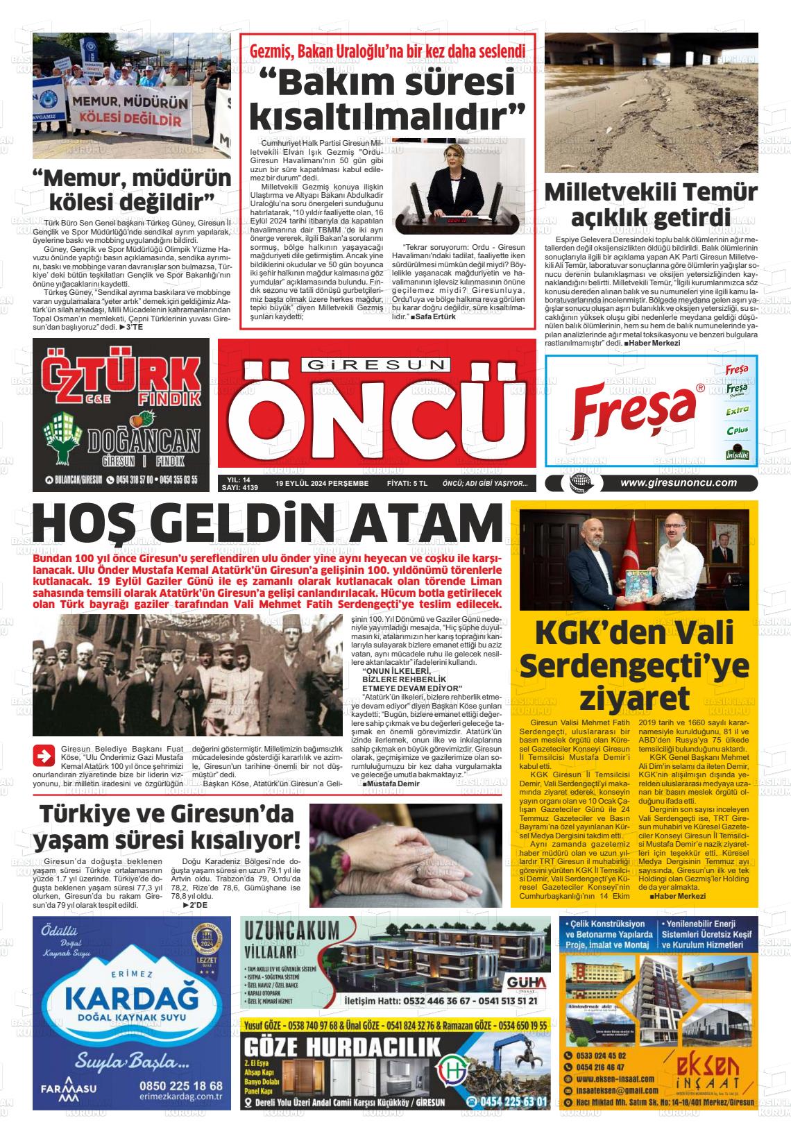 GİRESUN ÖNCÜ Gazetesi