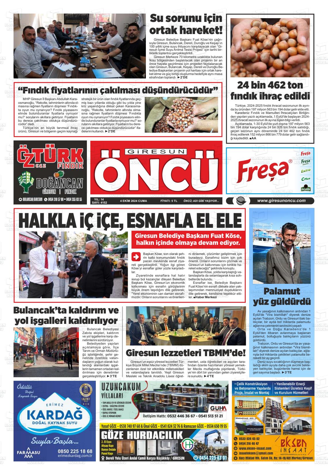 GİRESUN ÖNCÜ Gazetesi