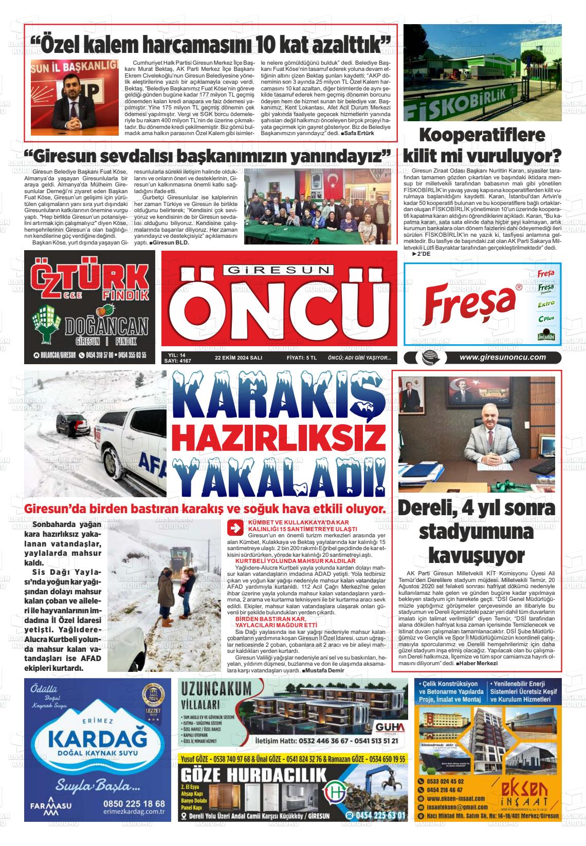 GİRESUN ÖNCÜ Gazetesi