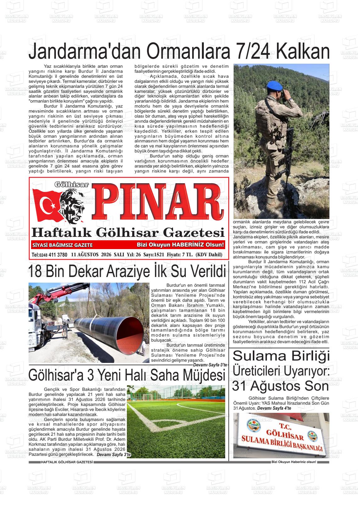 GÖLHİSAR PINAR Gazetesi
