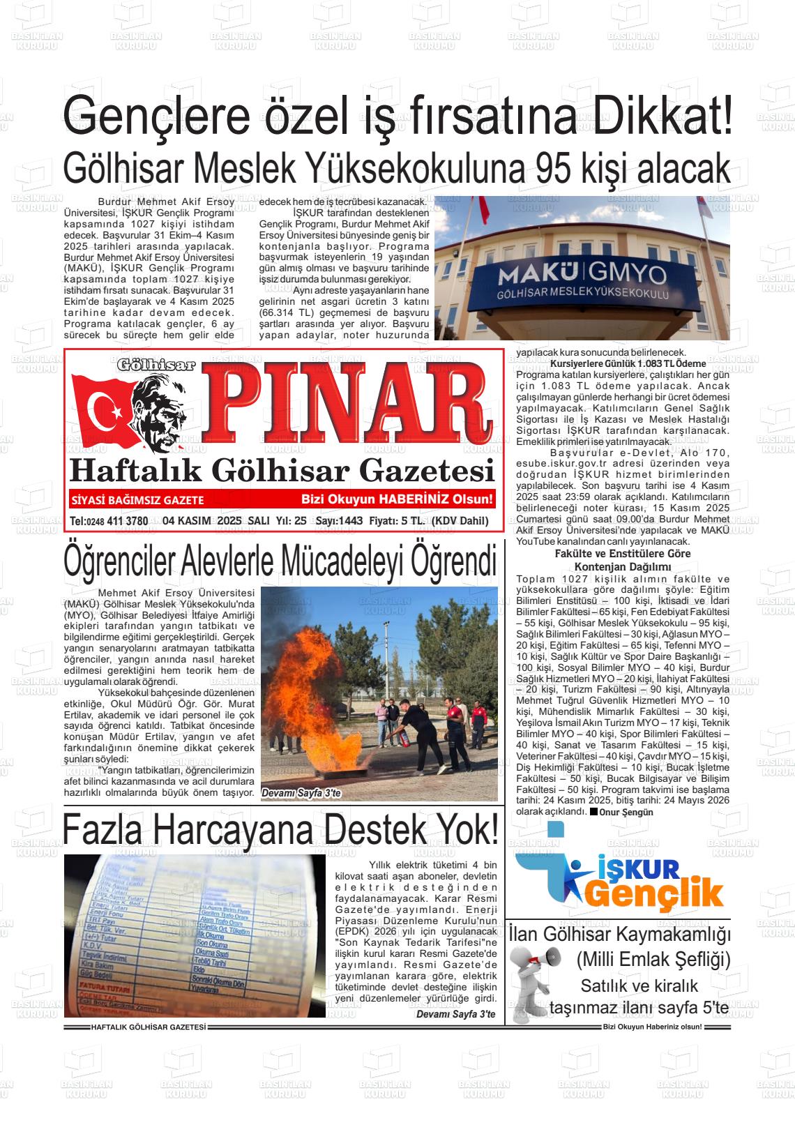 GÖLHİSAR PINAR Gazetesi