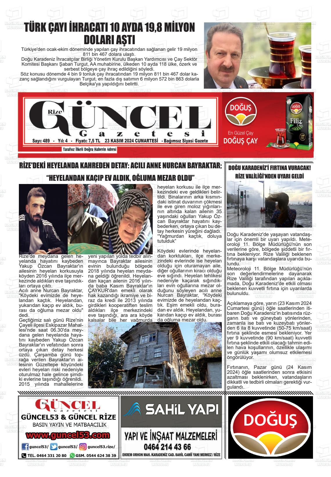 GÜNCEL RİZE Gazetesi