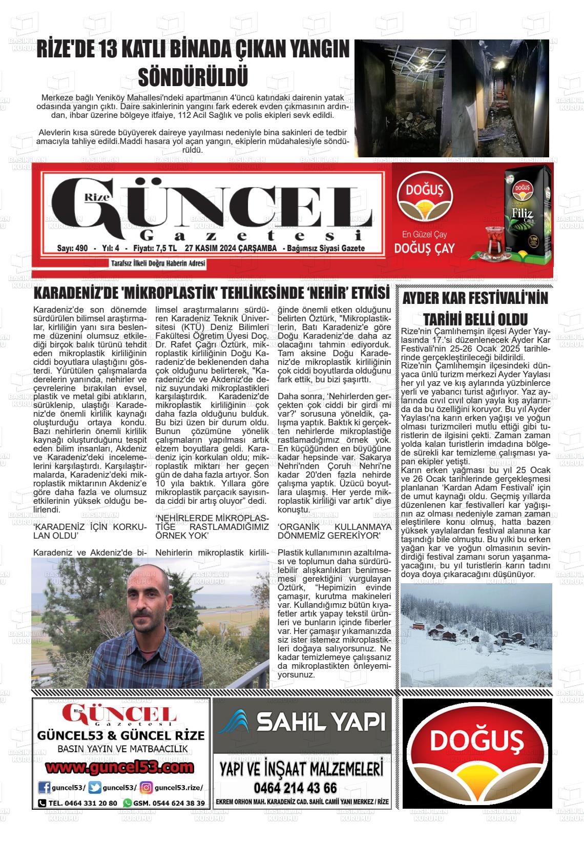 GÜNCEL RİZE Gazetesi