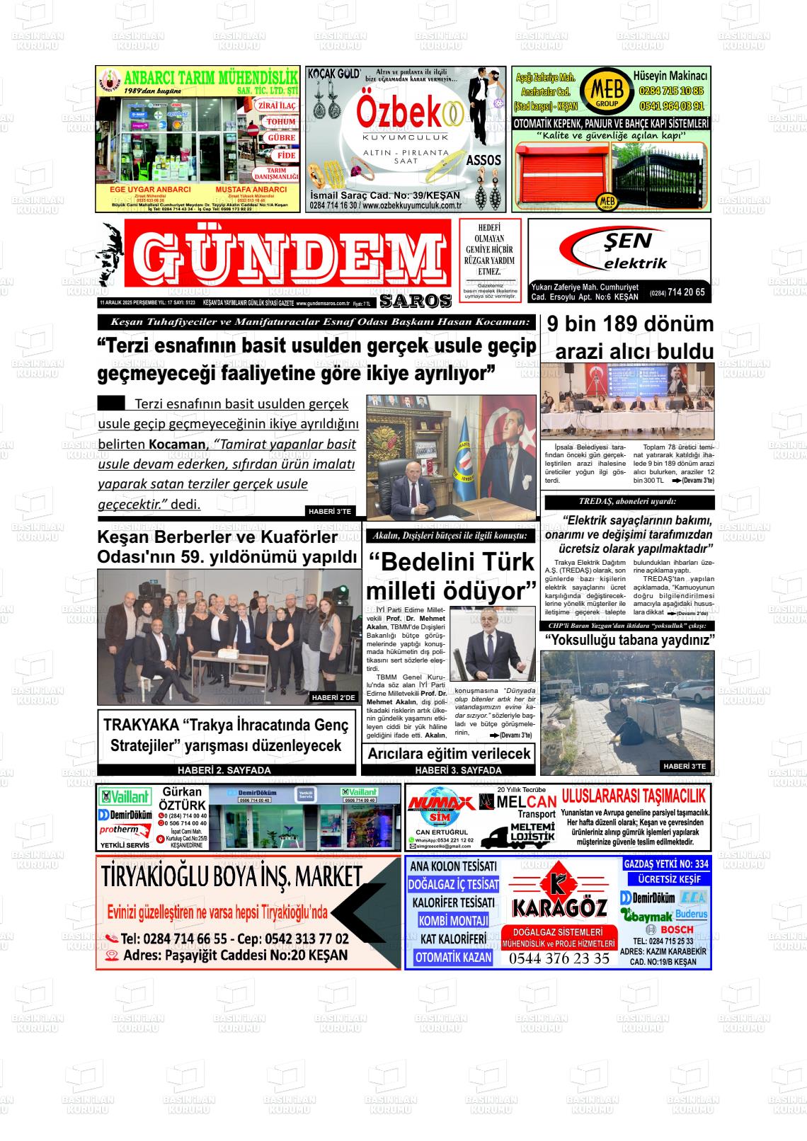 GÜNDEM SAROS Gazetesi