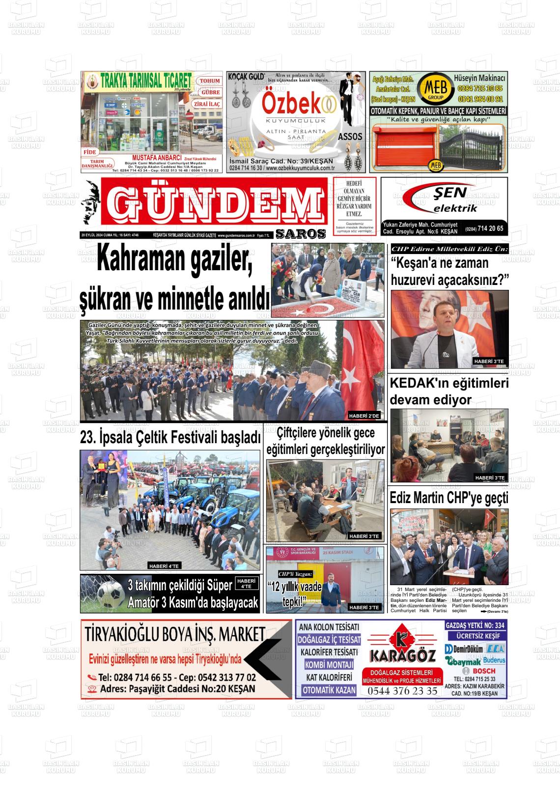 GÜNDEM SAROS Gazetesi