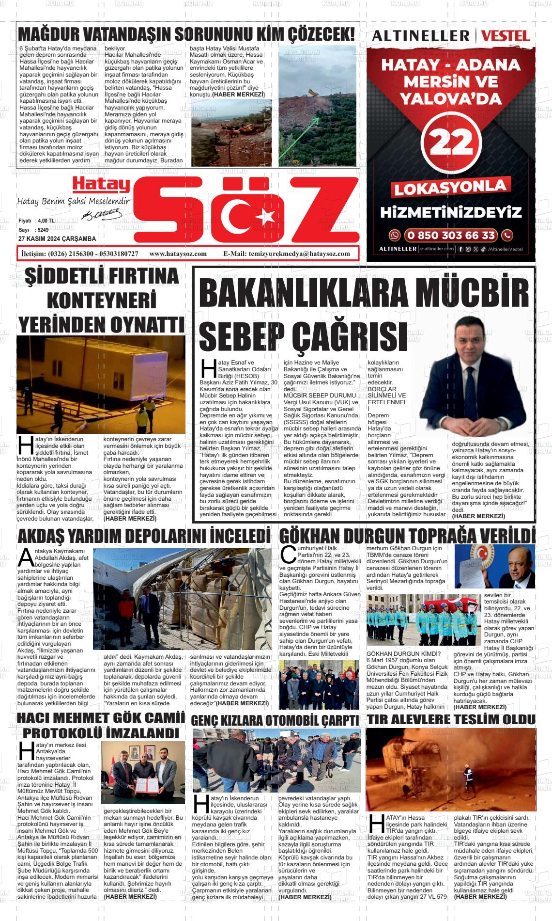 HATAY SÖZ Gazetesi