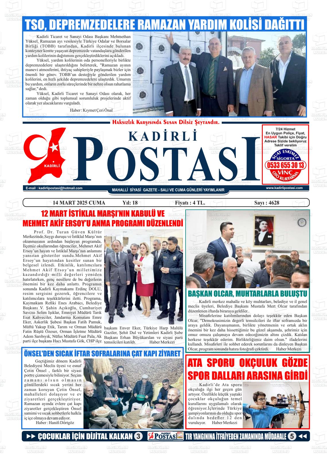 KADİRLİ POSTASI Gazetesi