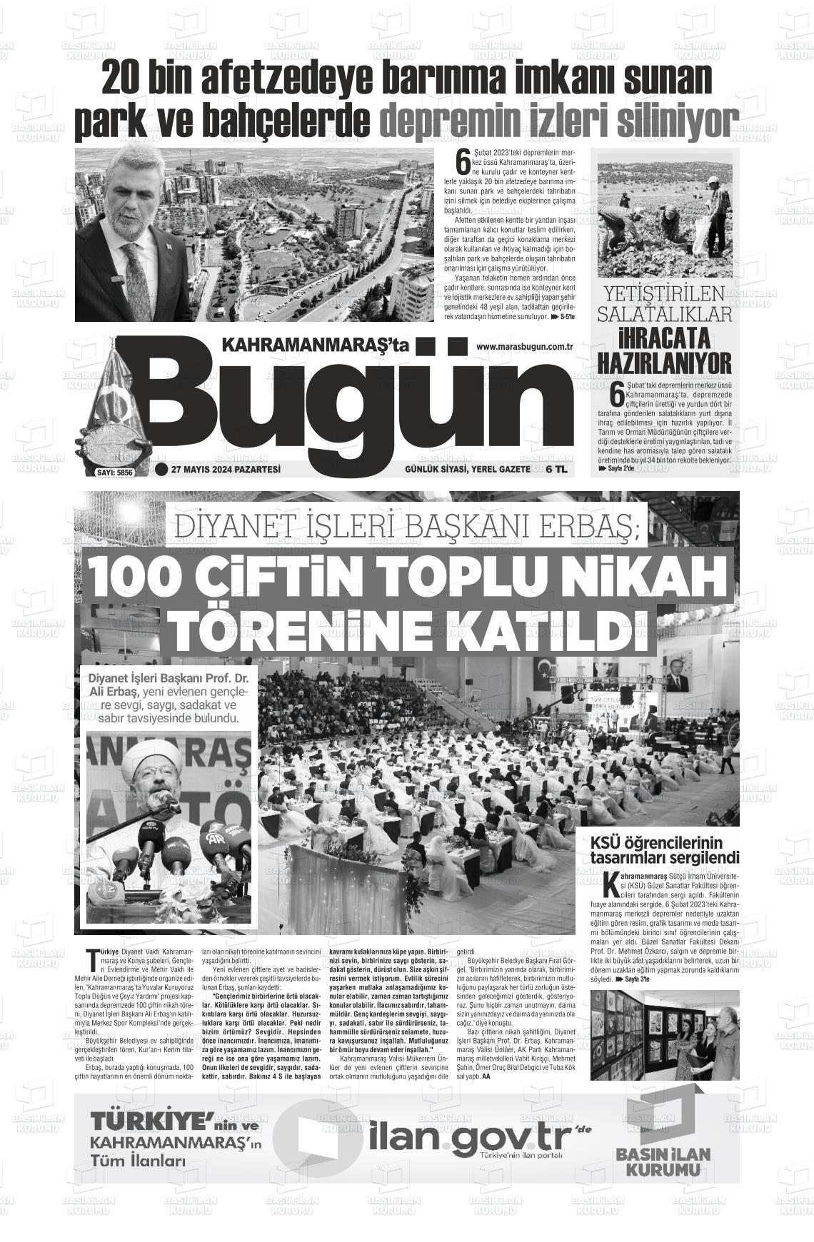 KAHRAMANMARAŞ'TA BUGÜN Gazetesi