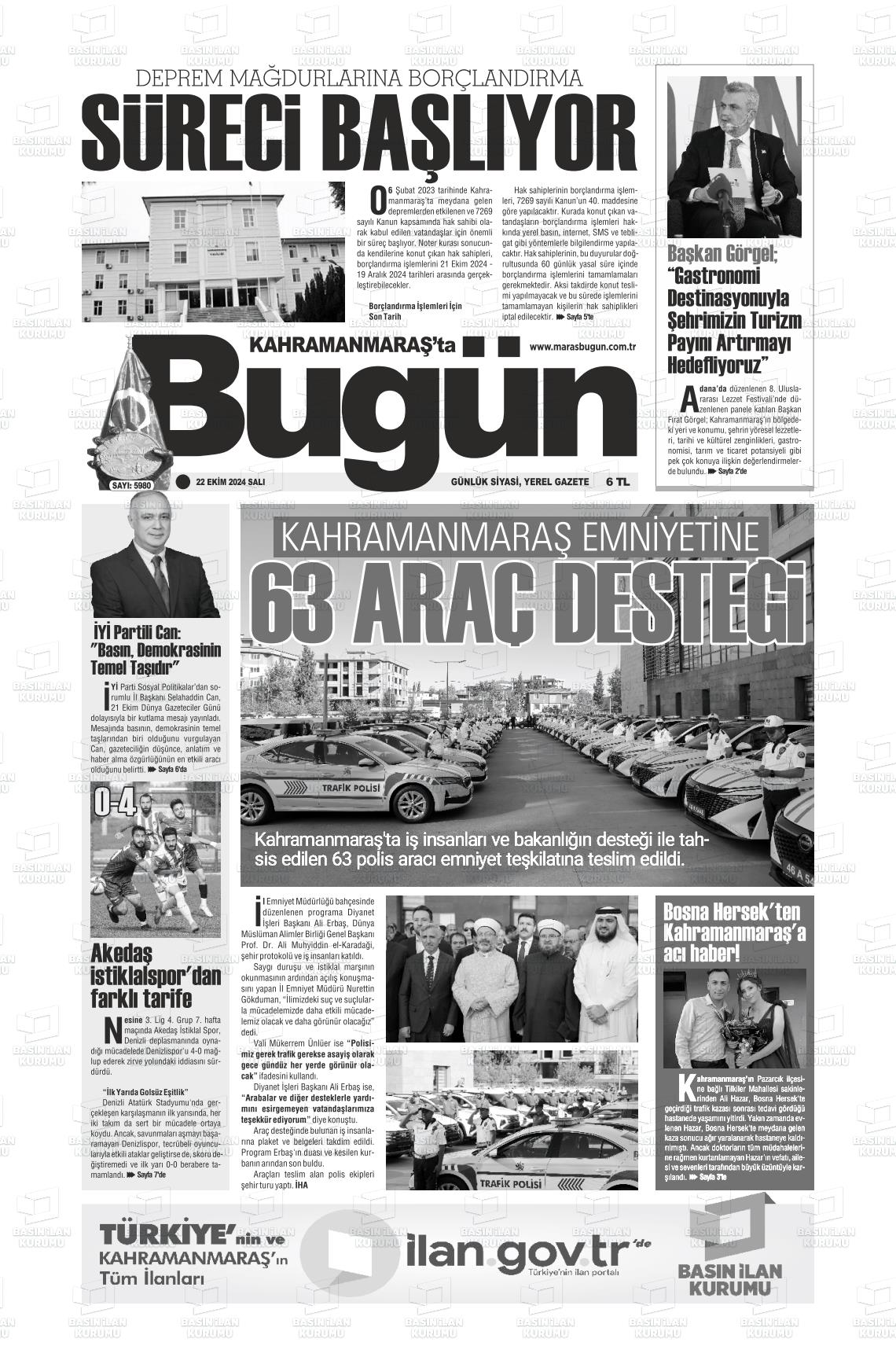 KAHRAMANMARAŞ'TA BUGÜN Gazetesi