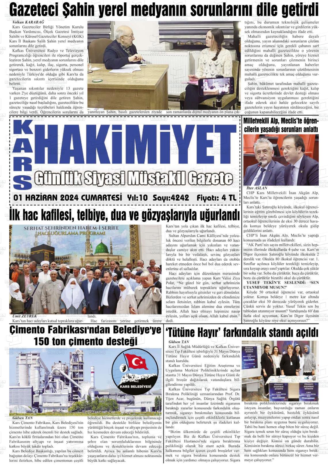 KARS HAKİMİYET Gazetesi