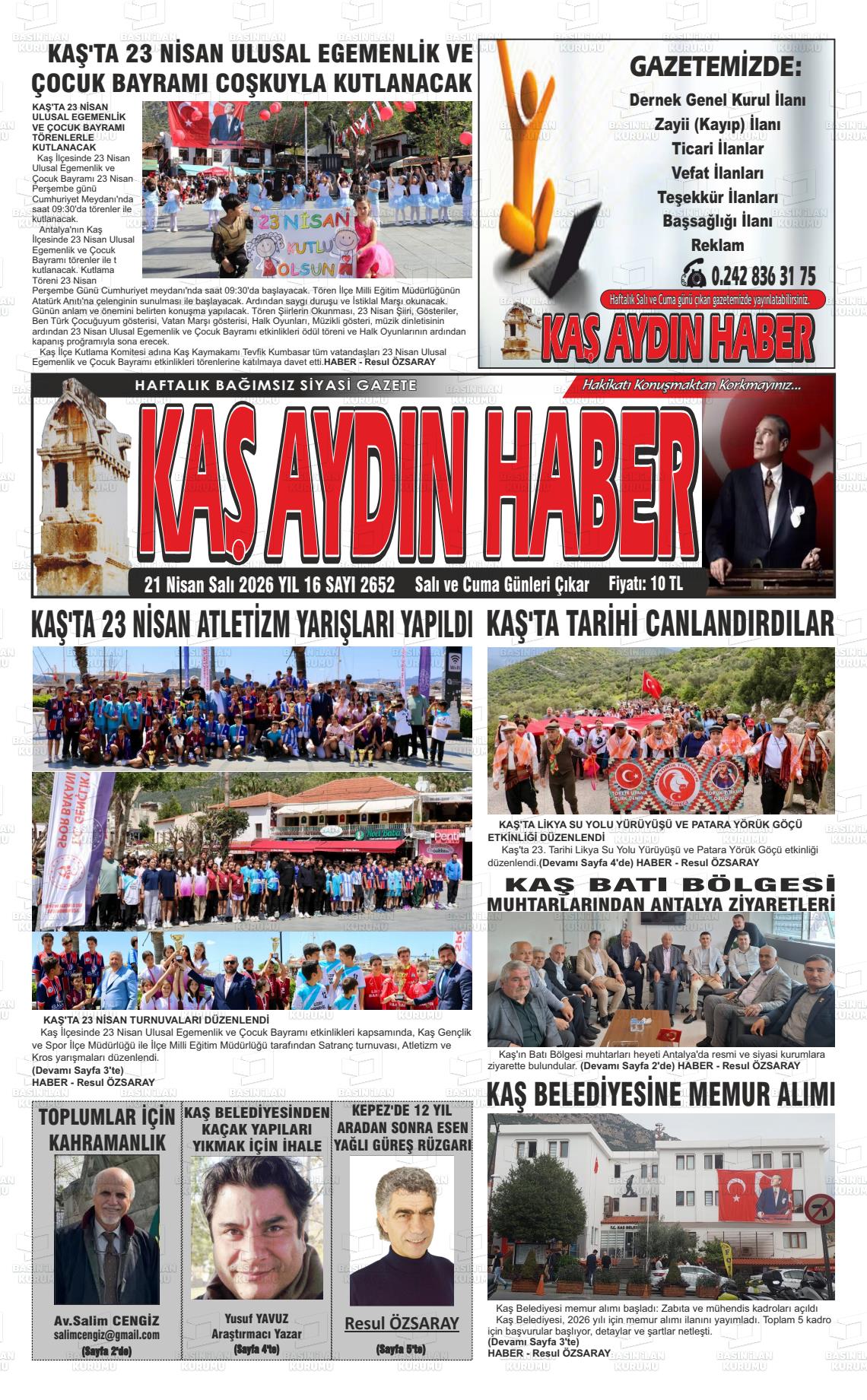 KAŞ AYDIN HABER Gazetesi