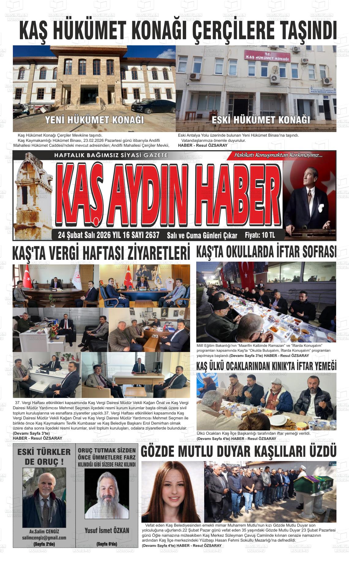 KAŞ AYDIN HABER Gazetesi