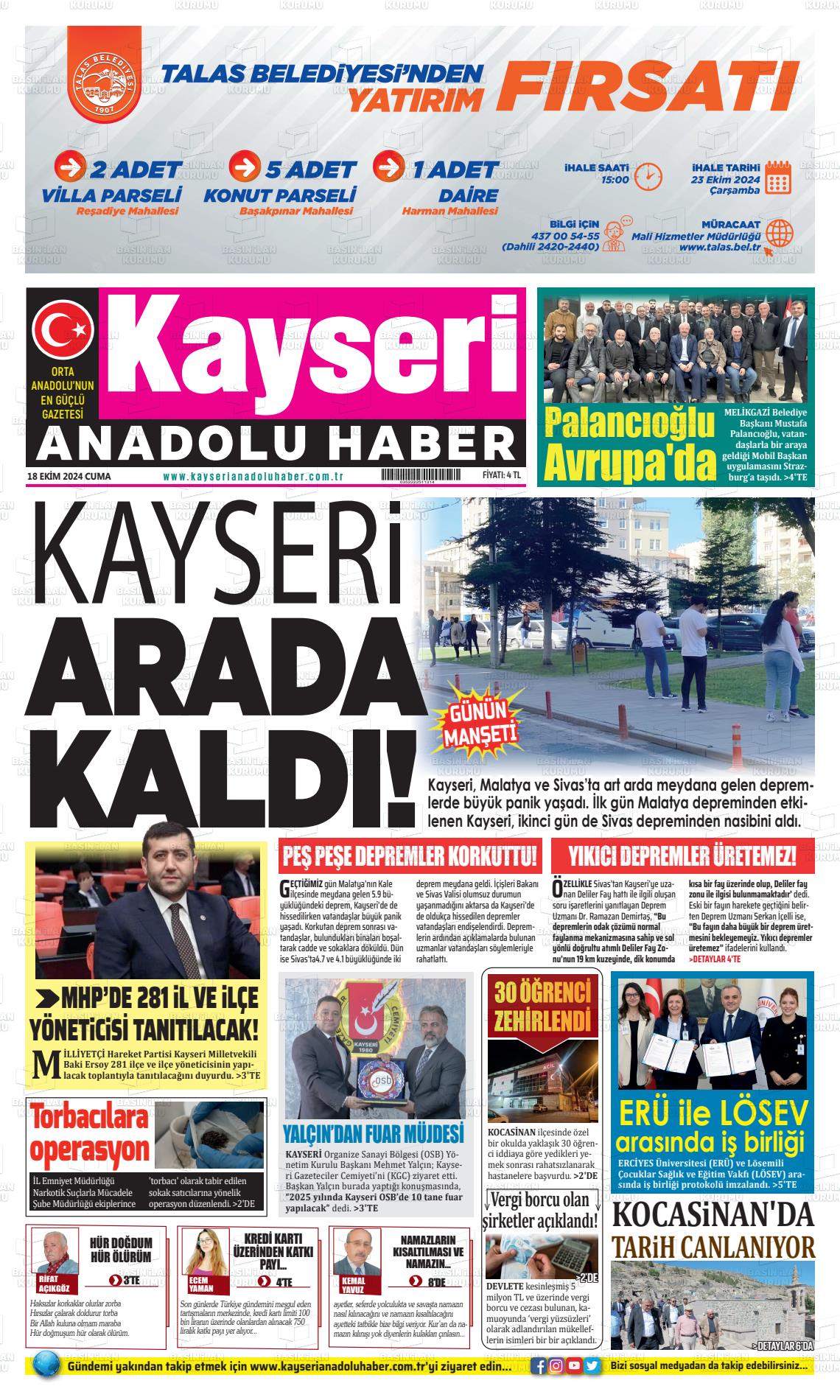 KAYSERİ ANADOLU HABER Gazetesi